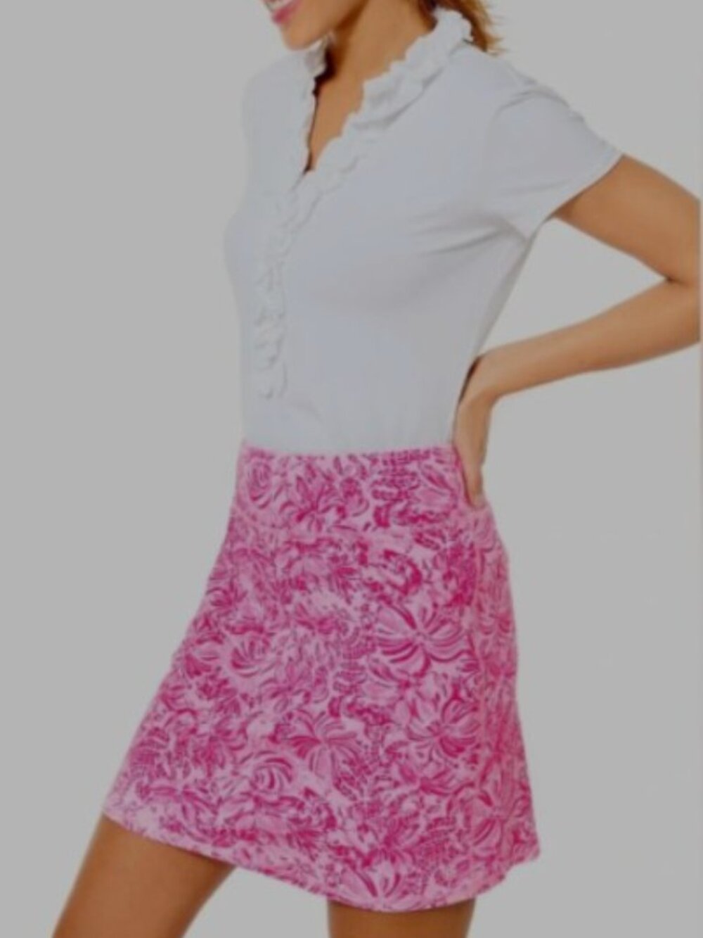 NWT Lilly Pulitzer Luxletic Maryana Skort XXL 2XL Skirt Pink Blossom Foxy Llama